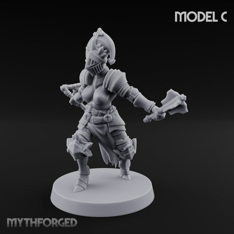 Spike Helmed Mace Swinging Anointed Warrior C Miniature for Dungeons and Dragons, Pathfinder or other TTRPGs