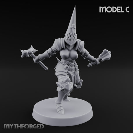 Spike Helmed Mace Swinging Anointed Warrior C Miniature for Dungeons and Dragons, Pathfinder or other TTRPGs