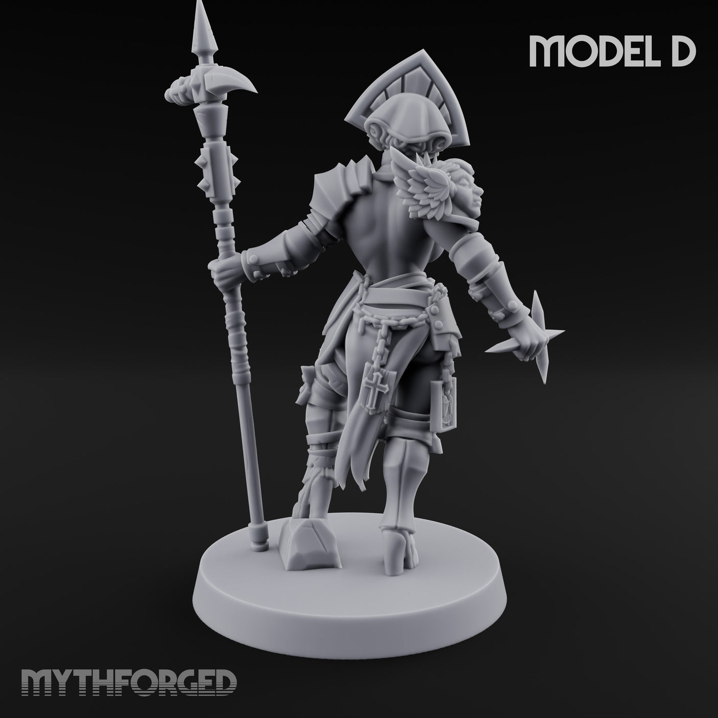 Spike Helmed Mace Swinging Anointed Warrior D Miniature for Dungeons and Dragons, Pathfinder or other TTRPGs