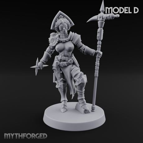 Spike Helmed Mace Swinging Anointed Warrior D Miniature for Dungeons and Dragons, Pathfinder or other TTRPGs