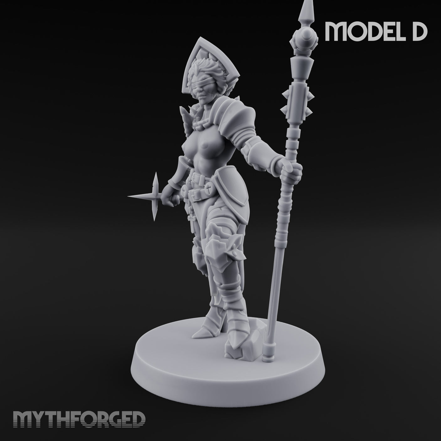Spike Helmed Mace Swinging Anointed Warrior D Miniature for Dungeons and Dragons, Pathfinder or other TTRPGs