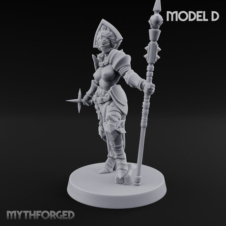 Spike Helmed Mace Swinging Anointed Warrior D Miniature for Dungeons and Dragons, Pathfinder or other TTRPGs