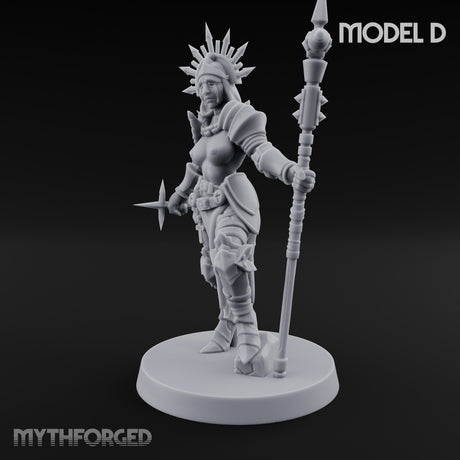Spike Helmed Mace Swinging Anointed Warrior D Miniature for Dungeons and Dragons, Pathfinder or other TTRPGs