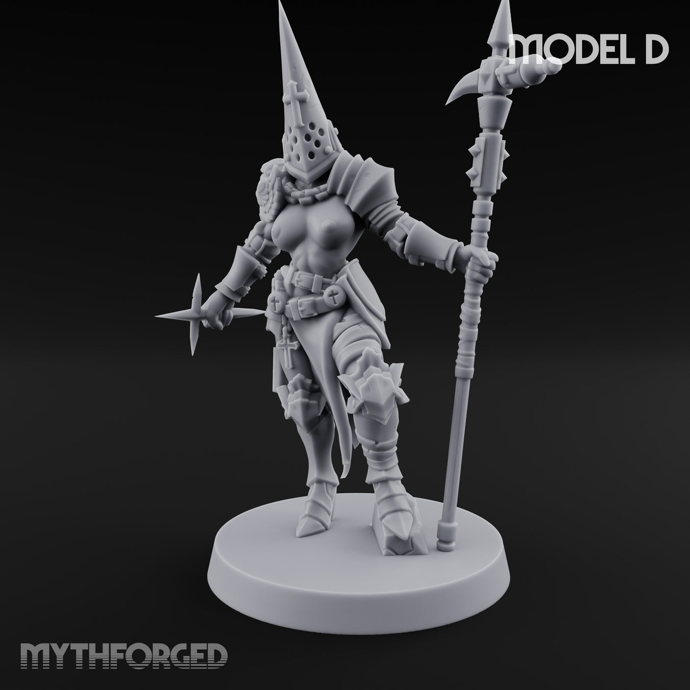 Spike Helmed Mace Swinging Anointed Warrior D Miniature for Dungeons and Dragons, Pathfinder or other TTRPGs
