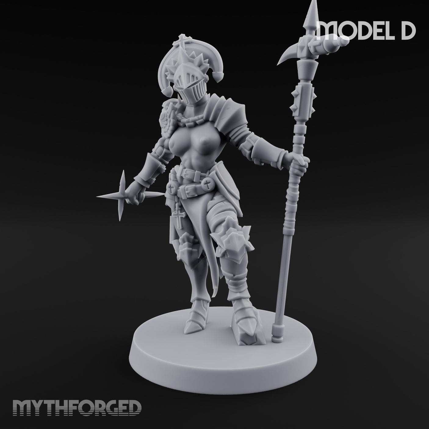 Spike Helmed Mace Swinging Anointed Warrior D Miniature for Dungeons and Dragons, Pathfinder or other TTRPGs
