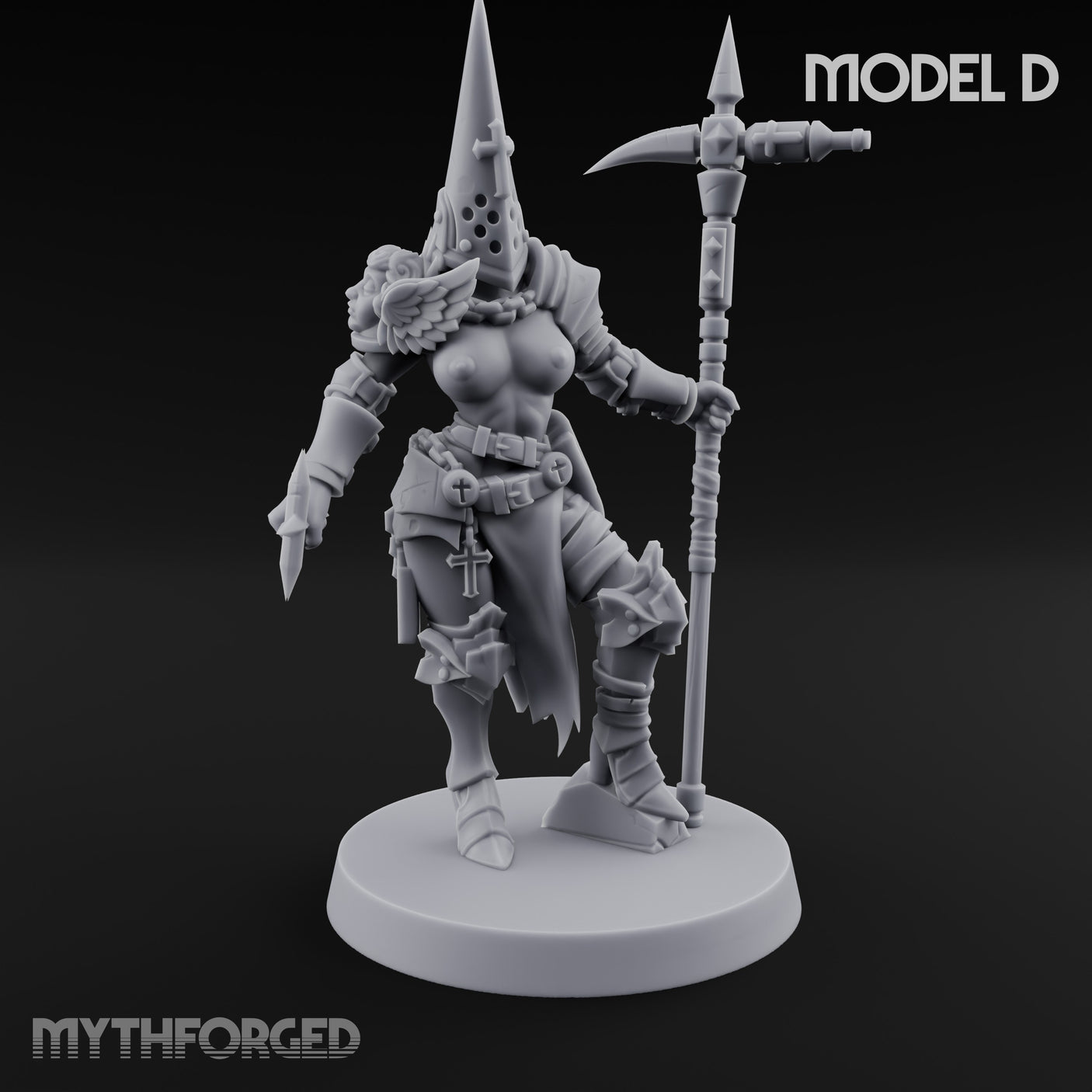 Spike Helmed Mace Swinging Anointed Warrior D Miniature for Dungeons and Dragons, Pathfinder or other TTRPGs