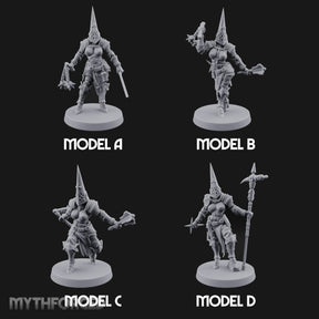 Spike Helmed Mace Swinging Anointed Warriors Miniature for Dungeons and Dragons, Pathfinder or other TTRPGs