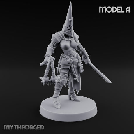 Spike Helmed Mace Swinging Anointed Warriors Miniature for Dungeons and Dragons, Pathfinder or other TTRPGs