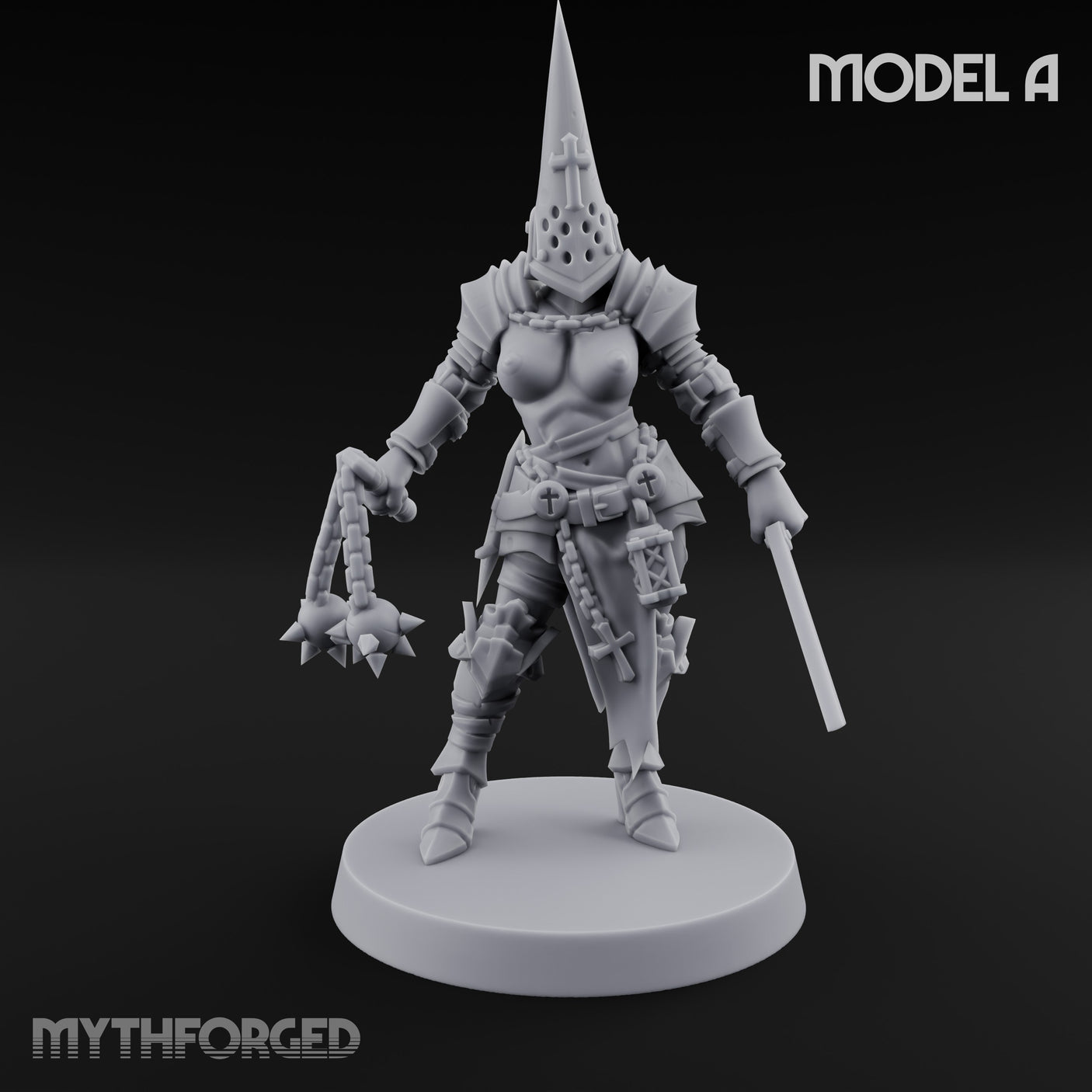 Spike Helmed Mace Swinging Anointed Warriors Miniature for Dungeons and Dragons, Pathfinder or other TTRPGs