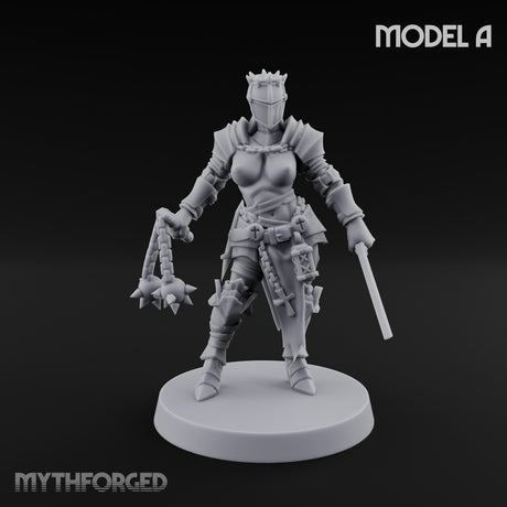 Spike Helmed Mace Swinging Anointed Warriors Miniature for Dungeons and Dragons, Pathfinder or other TTRPGs