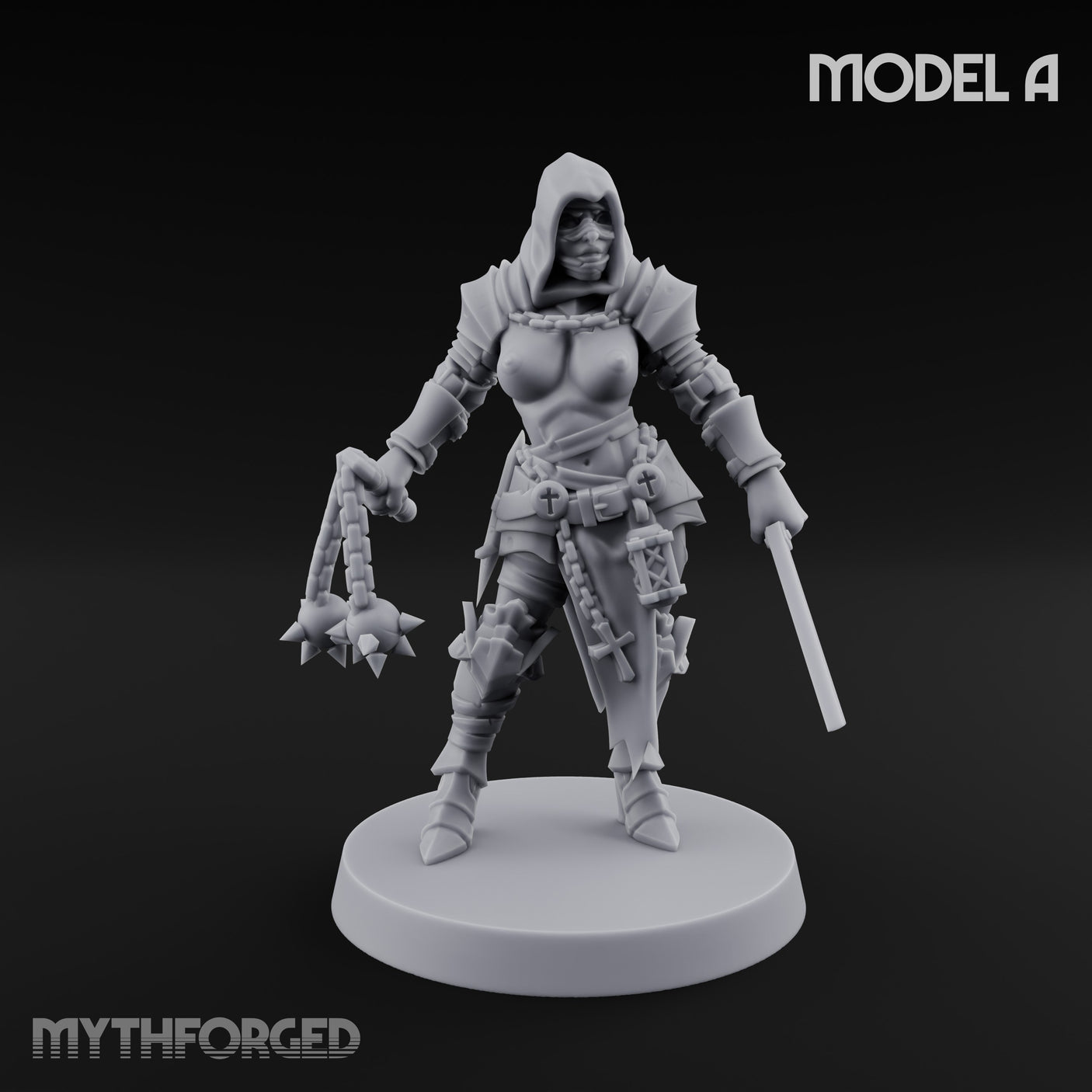 Spike Helmed Mace Swinging Anointed Warriors Miniature for Dungeons and Dragons, Pathfinder or other TTRPGs