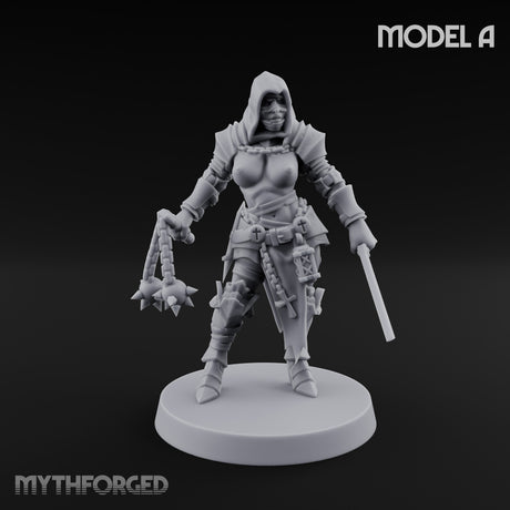 Spike Helmed Mace Swinging Anointed Warriors Miniature for Dungeons and Dragons, Pathfinder or other TTRPGs