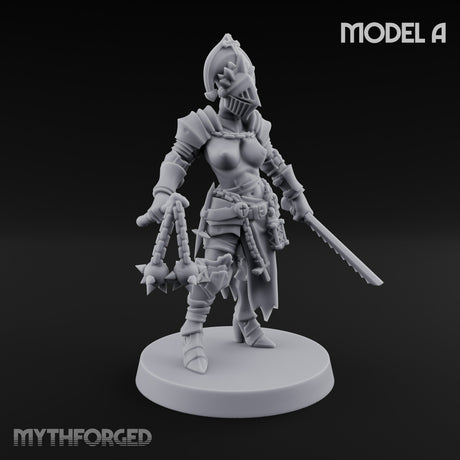 Spike Helmed Mace Swinging Anointed Warriors Miniature for Dungeons and Dragons, Pathfinder or other TTRPGs