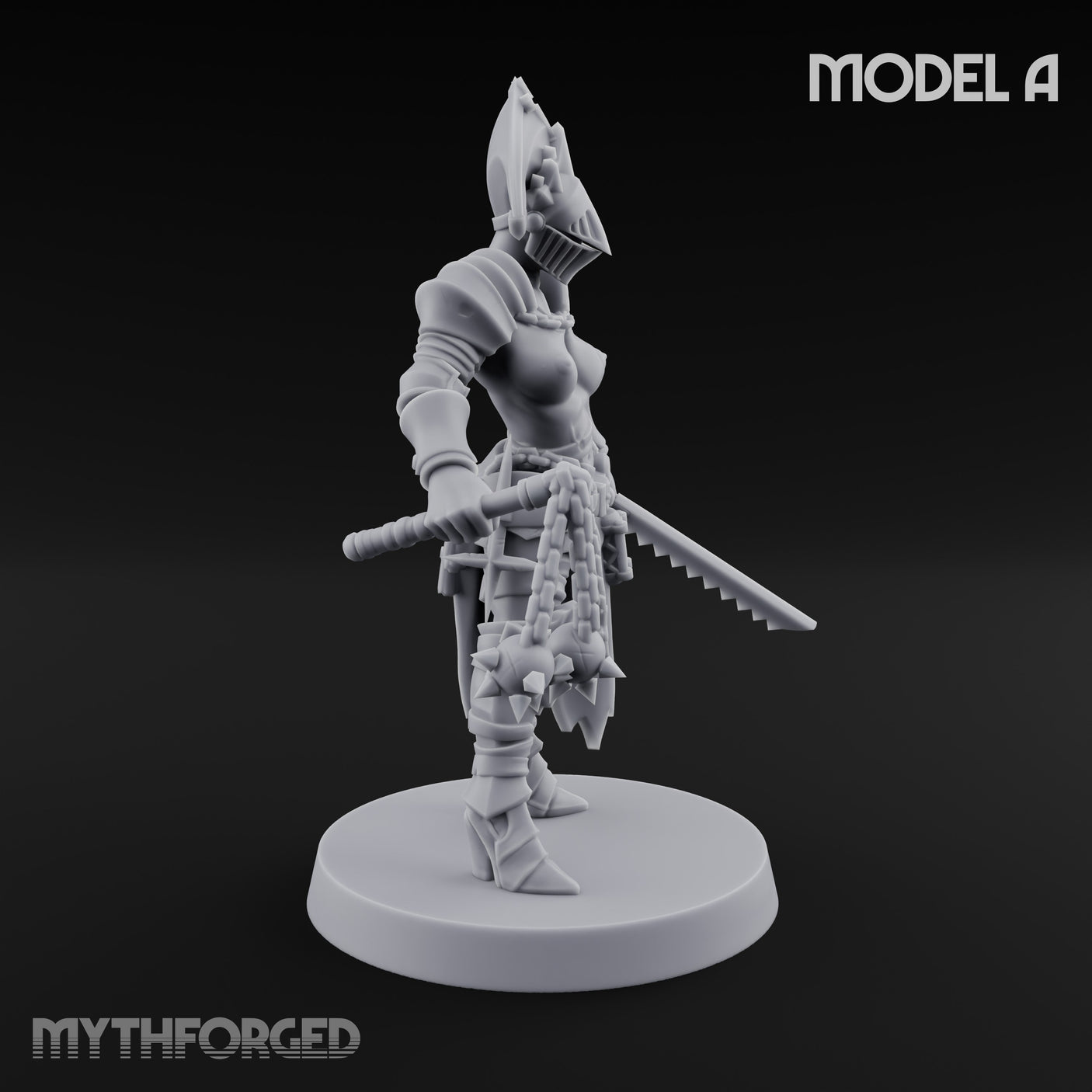 Spike Helmed Mace Swinging Anointed Warriors Miniature for Dungeons and Dragons, Pathfinder or other TTRPGs