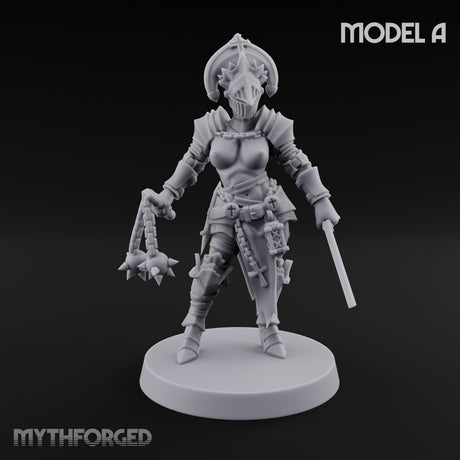 Spike Helmed Mace Swinging Anointed Warriors Miniature for Dungeons and Dragons, Pathfinder or other TTRPGs
