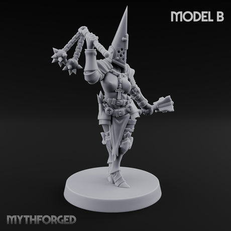 Spike Helmed Mace Swinging Anointed Warriors Miniature for Dungeons and Dragons, Pathfinder or other TTRPGs
