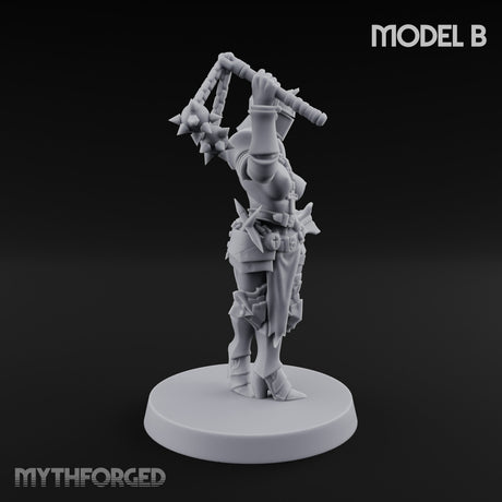 Spike Helmed Mace Swinging Anointed Warriors Miniature for Dungeons and Dragons, Pathfinder or other TTRPGs
