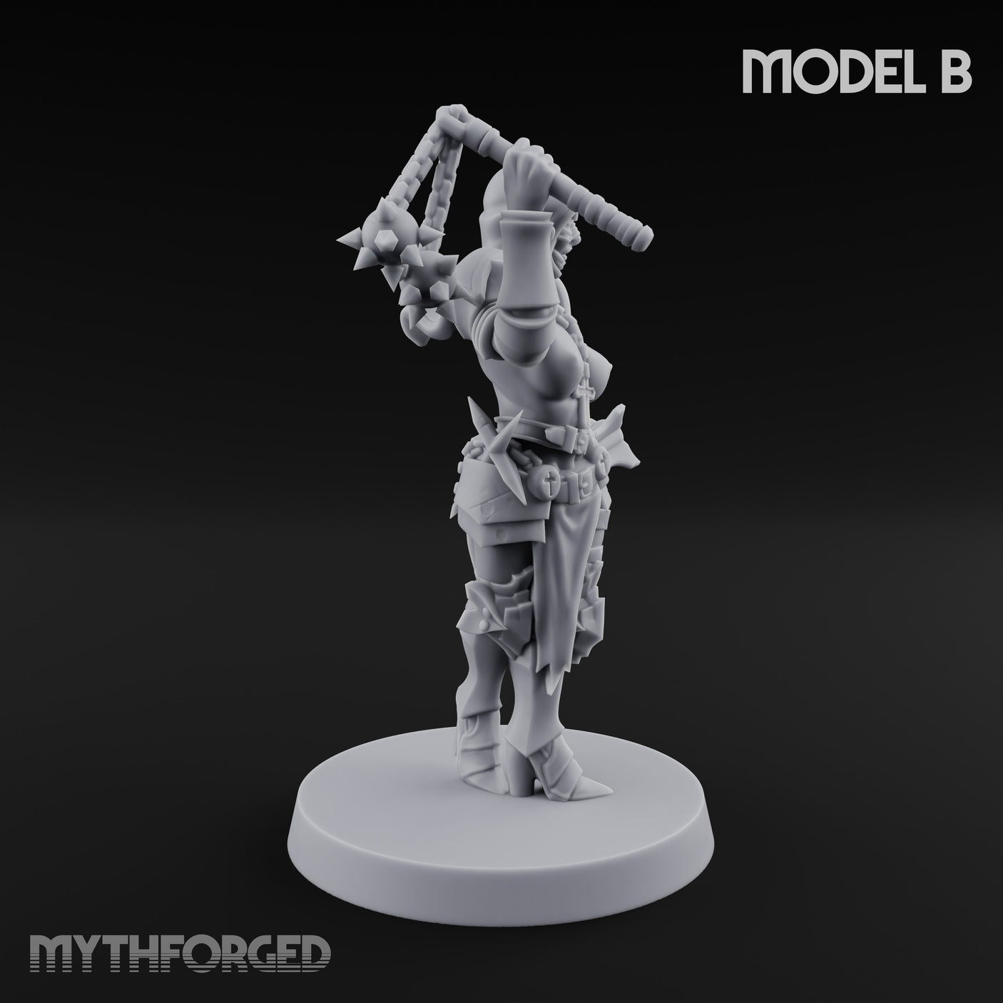 Spike Helmed Mace Swinging Anointed Warriors Miniature for Dungeons and Dragons, Pathfinder or other TTRPGs