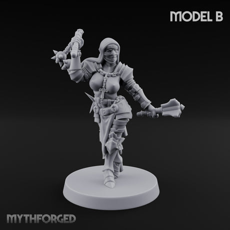 Spike Helmed Mace Swinging Anointed Warriors Miniature for Dungeons and Dragons, Pathfinder or other TTRPGs