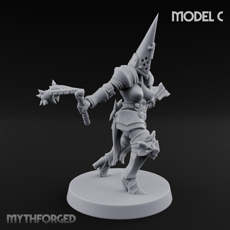 Spike Helmed Mace Swinging Anointed Warriors Miniature for Dungeons and Dragons, Pathfinder or other TTRPGs