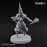 Spike Helmed Mace Swinging Anointed Warriors Miniature for Dungeons and Dragons, Pathfinder or other TTRPGs