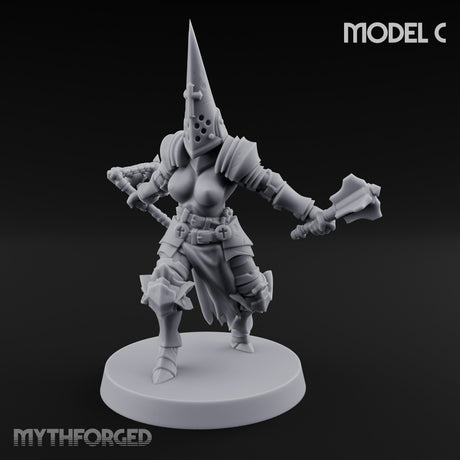 Spike Helmed Mace Swinging Anointed Warriors Miniature for Dungeons and Dragons, Pathfinder or other TTRPGs