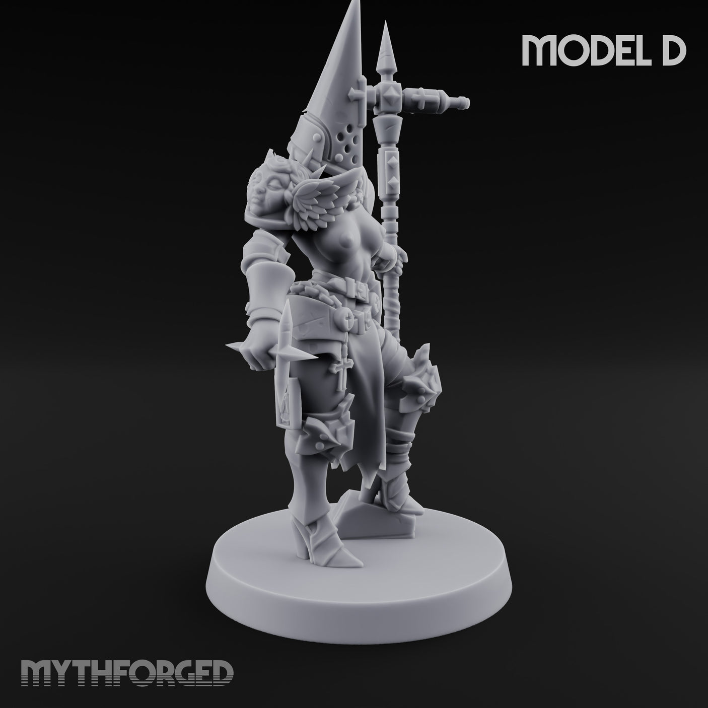 Spike Helmed Mace Swinging Anointed Warriors Miniature for Dungeons and Dragons, Pathfinder or other TTRPGs