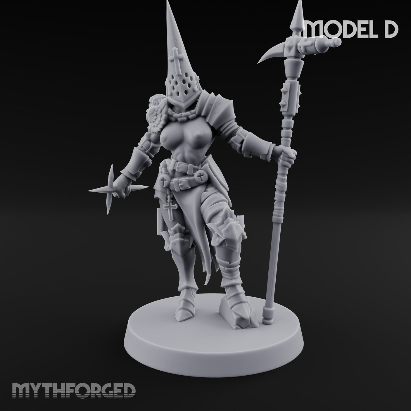 Spike Helmed Mace Swinging Anointed Warriors Miniature for Dungeons and Dragons, Pathfinder or other TTRPGs