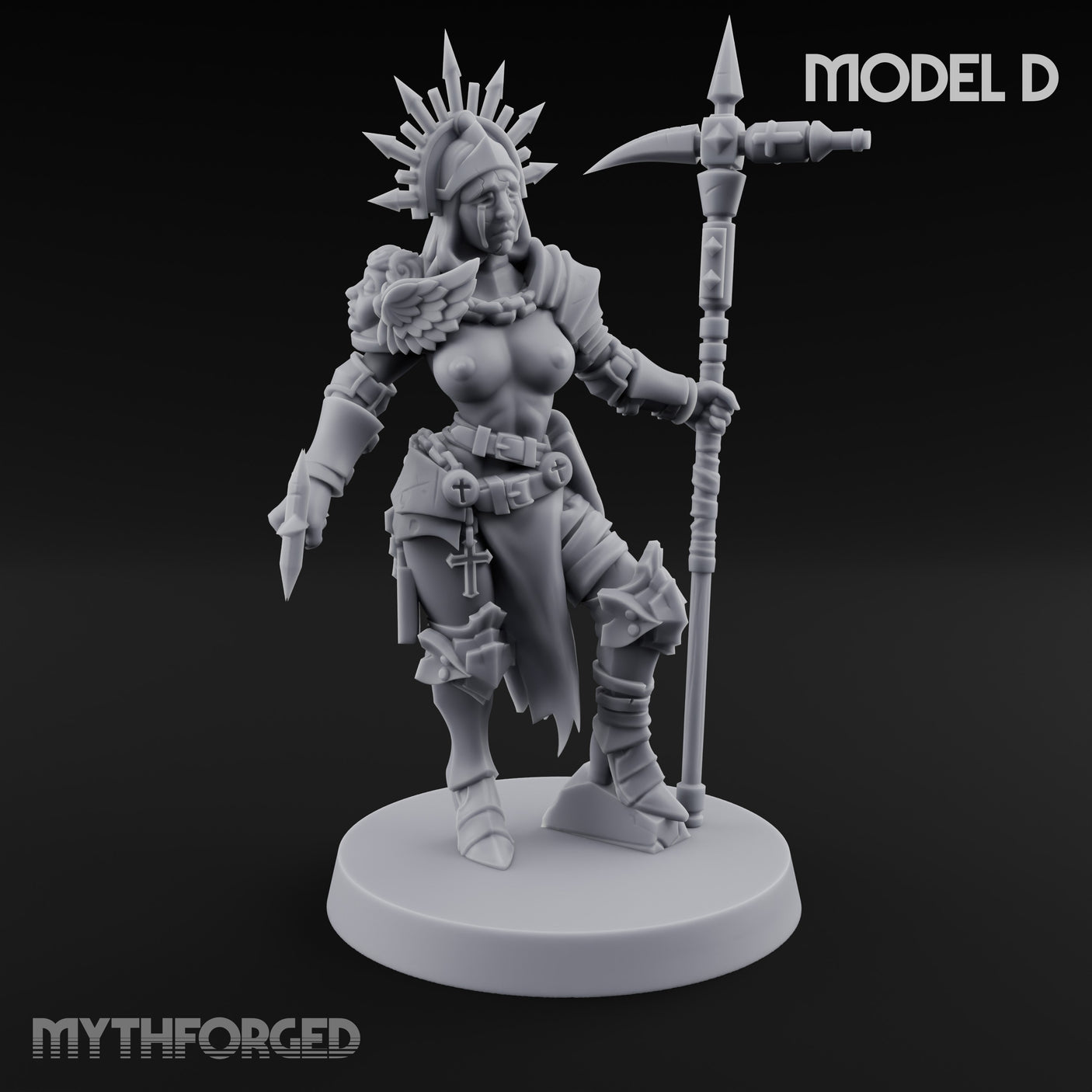 Spike Helmed Mace Swinging Anointed Warriors Miniature for Dungeons and Dragons, Pathfinder or other TTRPGs