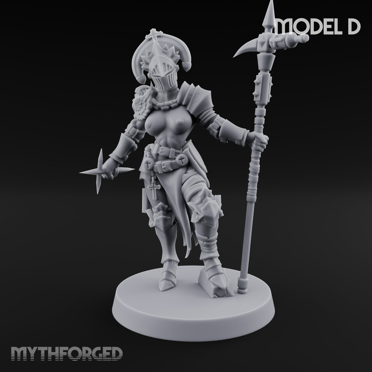 Spike Helmed Mace Swinging Anointed Warriors Miniature for Dungeons and Dragons, Pathfinder or other TTRPGs