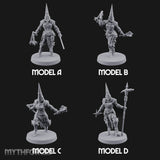 Spike Helmed Weapon Wielding Stigmatic Nuns Miniature for Dungeons and Dragons, Pathfinder or other TTRPGs