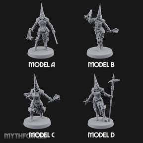 Spike Helmed Weapon Wielding Stigmatic Nuns Miniature for Dungeons and Dragons, Pathfinder or other TTRPGs