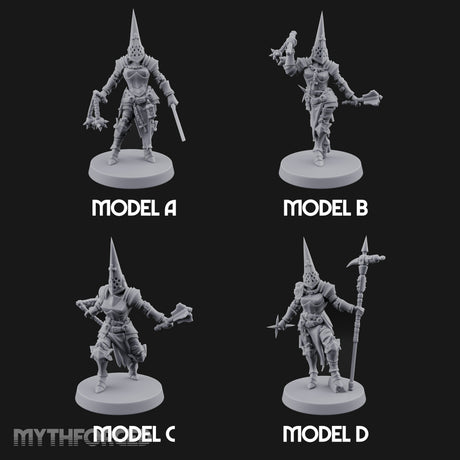Spike Helmed Weapon Wielding Stigmatic Nuns Miniature for Dungeons and Dragons, Pathfinder or other TTRPGs
