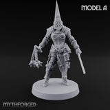Spike Helmed Weapon Wielding Stigmatic Nuns Miniature for Dungeons and Dragons, Pathfinder or other TTRPGs