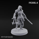 Spike Helmed Weapon Wielding Stigmatic Nuns Miniature for Dungeons and Dragons, Pathfinder or other TTRPGs