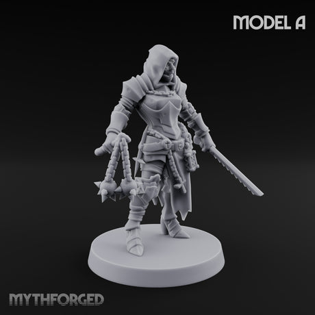 Spike Helmed Weapon Wielding Stigmatic Nuns Miniature for Dungeons and Dragons, Pathfinder or other TTRPGs