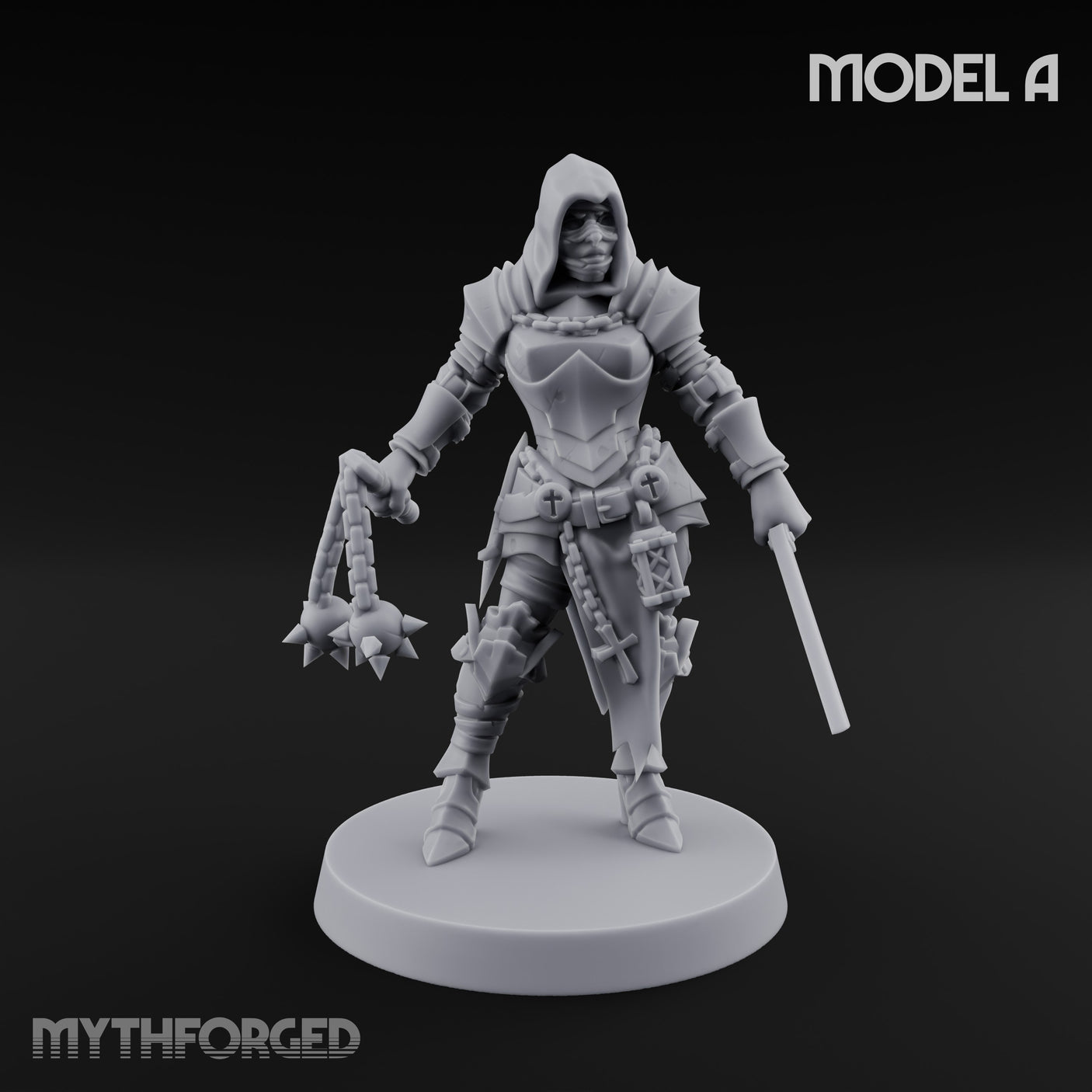Spike Helmed Weapon Wielding Stigmatic Nuns Miniature for Dungeons and Dragons, Pathfinder or other TTRPGs