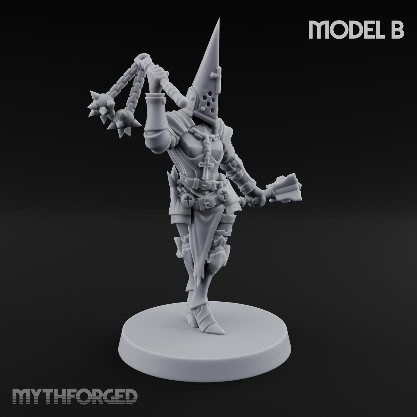 Spike Helmed Weapon Wielding Stigmatic Nuns Miniature for Dungeons and Dragons, Pathfinder or other TTRPGs