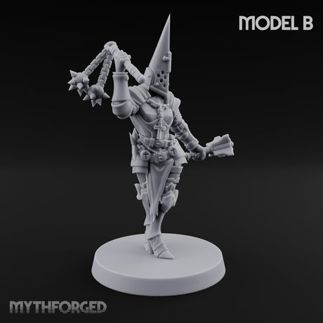 Spike Helmed Weapon Wielding Stigmatic Nuns Miniature for Dungeons and Dragons, Pathfinder or other TTRPGs