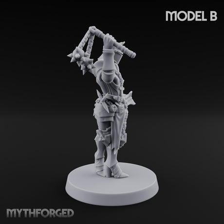 Spike Helmed Weapon Wielding Stigmatic Nuns Miniature for Dungeons and Dragons, Pathfinder or other TTRPGs