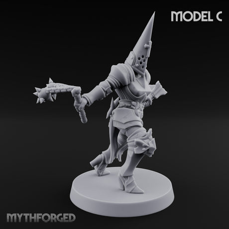 Spike Helmed Weapon Wielding Stigmatic Nuns Miniature for Dungeons and Dragons, Pathfinder or other TTRPGs