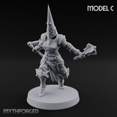 Spike Helmed Weapon Wielding Stigmatic Nuns Miniature for Dungeons and Dragons, Pathfinder or other TTRPGs