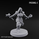 Spike Helmed Weapon Wielding Stigmatic Nuns Miniature for Dungeons and Dragons, Pathfinder or other TTRPGs