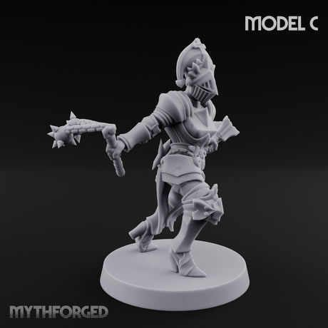 Spike Helmed Weapon Wielding Stigmatic Nuns Miniature for Dungeons and Dragons, Pathfinder or other TTRPGs