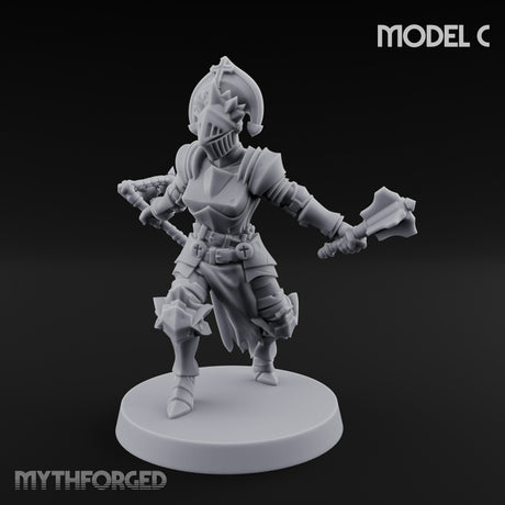 Spike Helmed Weapon Wielding Stigmatic Nuns Miniature for Dungeons and Dragons, Pathfinder or other TTRPGs
