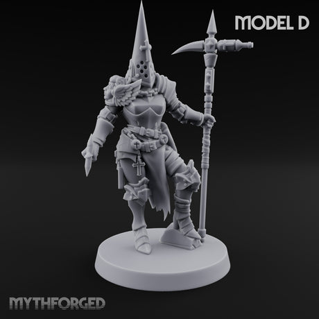 Spike Helmed Weapon Wielding Stigmatic Nuns Miniature for Dungeons and Dragons, Pathfinder or other TTRPGs