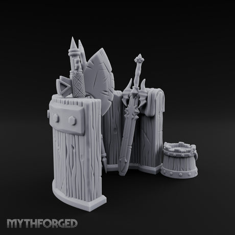 Spike-Maced Plank-Paneled Warrior's Weapon Holder Miniature for Dungeons and Dragons, Pathfinder or other TTRPGs