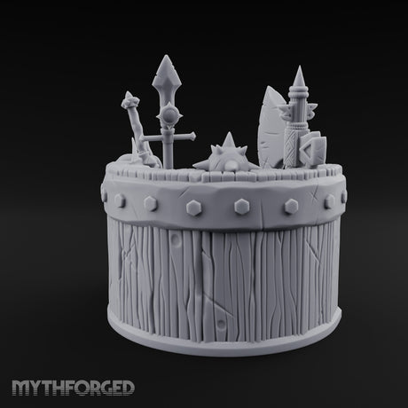 Spike-Maced Plank-Paneled Warrior's Weapon Holder Miniature for Dungeons and Dragons, Pathfinder or other TTRPGs