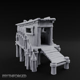 Spike-Palisaded Sandbag-Flanked Dockside Guard Post Miniature for Dungeons and Dragons, Pathfinder or other TTRPGs