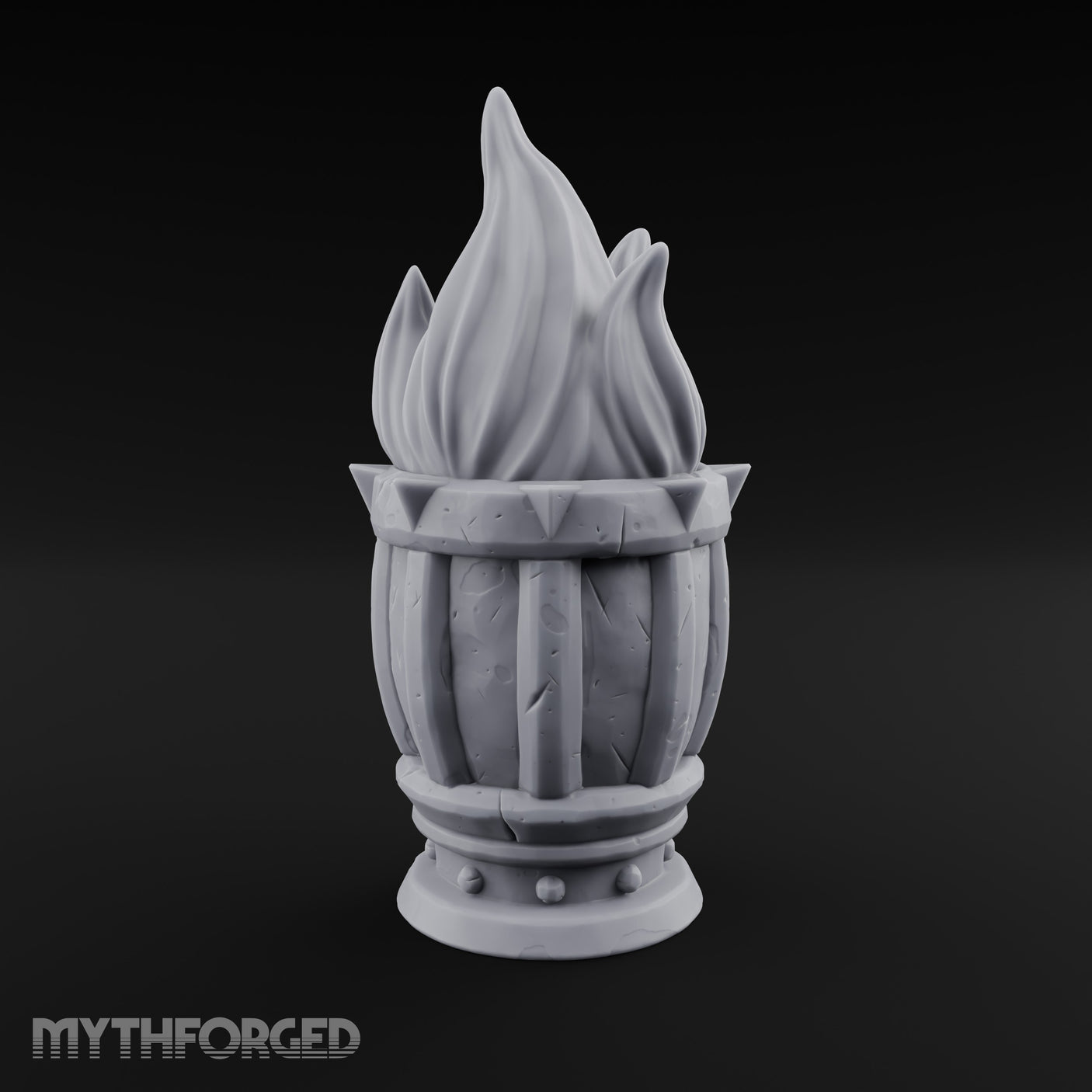 Spike-Rimmed Stave-Paneled Floor Brazier Miniature for Dungeons and Dragons, Pathfinder or other TTRPGs